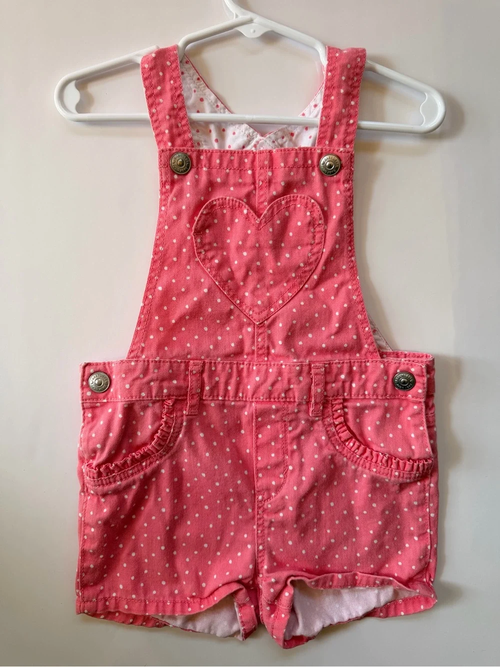 H&M Pink Polka Dot Heart Overalls - Kids Bottoms